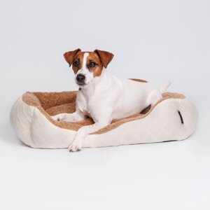Petmax Лежак для собак и кошек, 65х50 см, бежево-белый