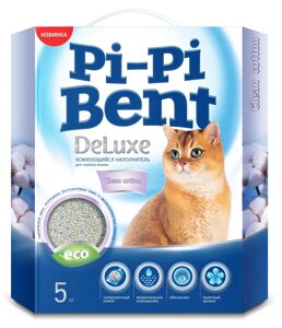 Pi-Pi-Bent Deluxe наполнитель для кошачьего туалета, комкующийся, с ароматом чистого хлопка, 5 кг