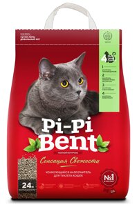 Pi-Pi-Bent Сенсация Свежести наполнитель для кошачьего туалета, комкующийся, сароматом свежих трав, 10 кг