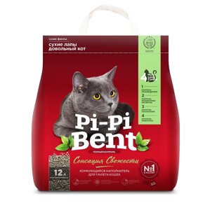Pi-Pi-Bent Сенсация Свежести наполнитель для кошачьего туалета, комкующийся, сароматом свежих трав, 5 кг