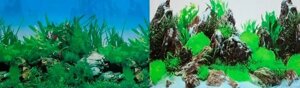 Prime Фон двусторонний для аквариума Растительный и Скалы с растениями, 50х100 см