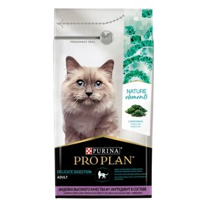 PRO PLAN Nature Elements Сухой корм для взрослых кошек с чувствительным пищеварением или особыми предпочтениями в еде, с индейкой, 1,4 кг