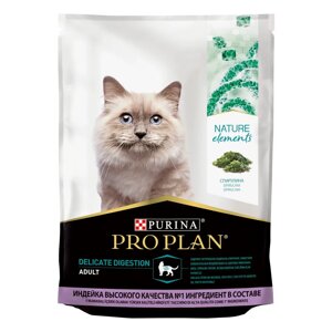 PRO PLAN Nature Elements Сухой корм для взрослых кошек с чувствительным пищеварением или особыми предпочтениями в еде, с индейкой, 200 гр.