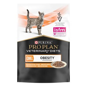 PRO PLAN Veterinary Diets Veterinary Diets OM ST/OX Obesity Management Влажный корм (пауч) для снижения избыточной массы тела у взрослых кошек, с курицей в соусе, 85 гр.
