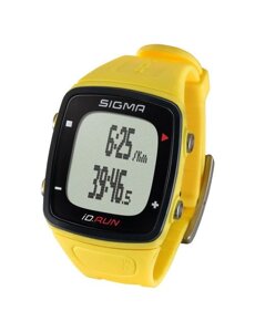 Пульсометр SIGMA iD. RUN, жёлтый, 6 функций, GPS, USB-кабель, до 6 часов, yellow, SIG_24810