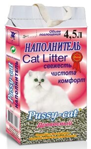 Pussy cat Наполнитель для кошачьего туалета, древесный, впитывающий, 4,5 л