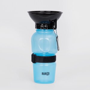Rurri Бутылка с чашей для воды для собак и кошек, 550 мл, голубая