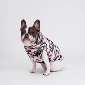 Rurri Куртка на молнии для собак породы французский бульдог, размер 1, розовый камуфляж