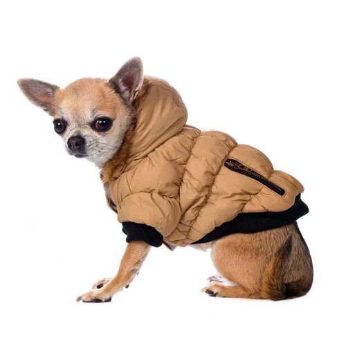 Rurri Куртка с меховым капюшоном для собак L бежевый (унисекс)