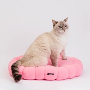 Rurri Лежак круглый для кошек и собак мелких и средних пород Крекер, 50 см, розовый