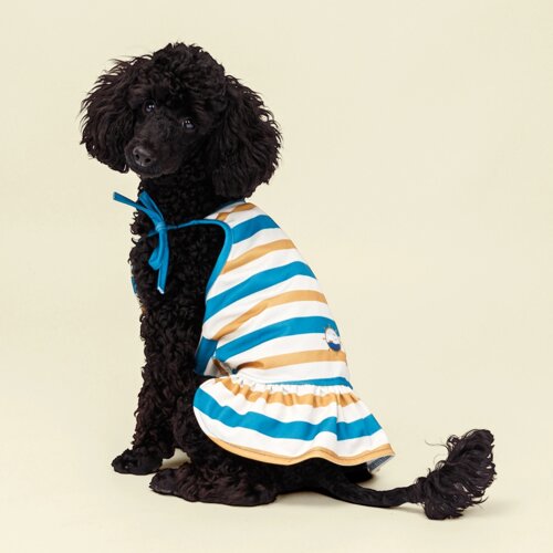 Rurri Майка-платье для собак и кошек Аквамарин, XL, песочно-синее в полоску