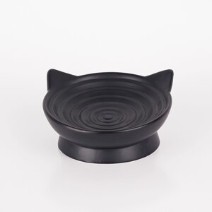 Rurri Миска керамическая для кошек Кошечка, 150 мл, 16,5х8,5 см, черная