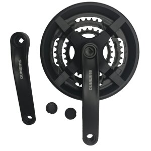 Система шатунов велосипедная Shimano TY301, 175мм, под квадрат, 48/38/28, с защитой, черный, без упаковки, AFCTY301E888C