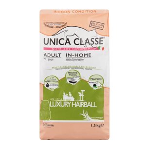 UNICA Adult In-home Luxury Hairball сухой корм для домашних кошек с курицей, 1,5 кг