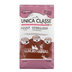 UNICA Adult Sterilized Luxury Hairball сухой корм для стерилизованных кошек с ягненком, 1,5 кг