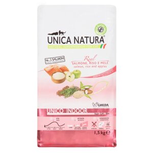 UNICA Indoor сухой корм для кошек с лососем, рисом и яблоками, 1,5 кг