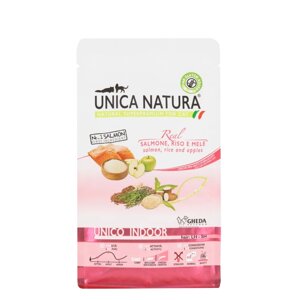 UNICA Indoor сухой корм для кошек с лососем, рисом и яблоками, 350 гр