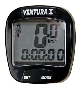 Велокомпьютер VENTURA Х, 10 функций, влагозащитный, черный, 5-244550