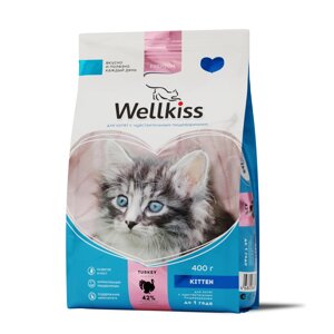 Wellkiss Kitten Delicate Корм сухой для котят с чувствительным пищеварением, с индейкой, 1,5 кг
