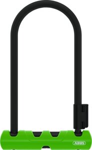 Замок-скоба велосипедный ABUS Ultra Mini 410/150HB, 14 мм, ключ, 180х80 мм с кронштейном, черно-зеленый, 05-0034595
