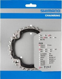 Звезда передняя для велосипеда SHIMANO FC-T521, 32T-AE, черная