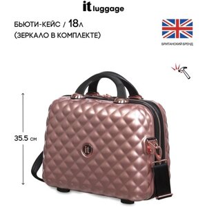 Бьюти-кейс IT Luggage на молнии, 28.5х35.5х18 см, плечевой ремень, жесткое дно, розовый