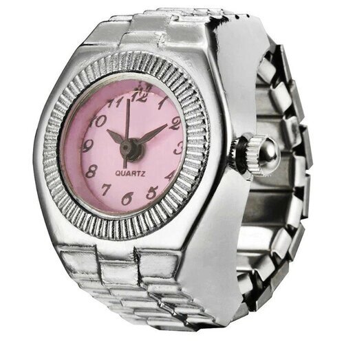 Часы-кольцо Kiss buty, кварцевые, нержавеющая сталь, с секундной стрелкой, розовый, серебряный