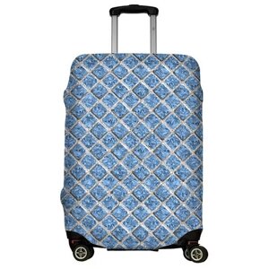 Чехол для чемодана LeJoy, текстиль, полиэстер, размер M, голубой, серый