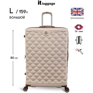 Чемодан IT Luggage, ABS-пластик, опорные ножки на боковой стенке, увеличение объема, износостойкий, жесткое дно, 159 л, размер L, розовый