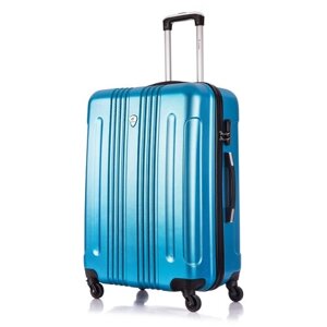 Чемодан L'case, ABS-пластик, текстиль, пластик, водонепроницаемый, жесткое дно, рифленая поверхность, опорные ножки на боковой стенке, 50 л, размер M, голубой