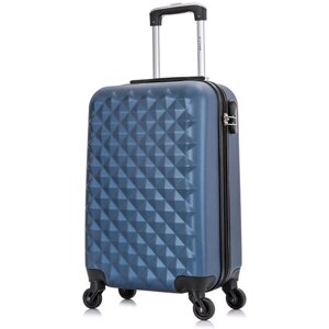 Чемодан на колесах Lcase Phatthaya. Маленький S, АВС пластик. Темно-синий дорожный чемодан на колесиках для путешествий и поездок.