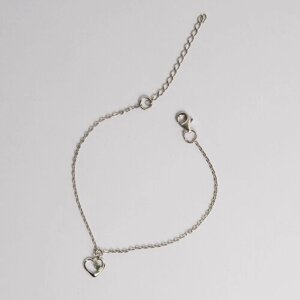 CORDE Серебряный браслет-цепочка "Сердце" с натуральным изумрудом, серебро 925 пробы.