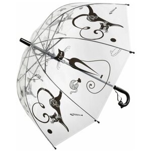 Детский прозрачный зонт-трость Rain-Proof umbrella полуавтомат P022/черный