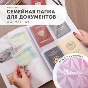 Документница для личных документов Flexpocket Папка для семейнхых документов OSD-03, отделение для карт, отделение для паспорта, отделение для автодокументов, подарочная упаковка, розовый, голубой