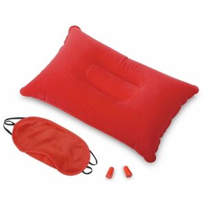 Дорожный набор : маска для сна, подушка, беруши, красный