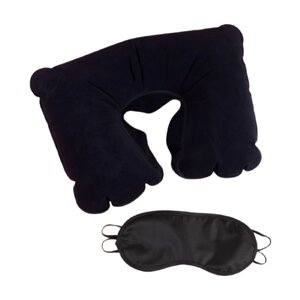 Дорожный набор Queen Fair: маска для сна, подушка, 2 предмета, синий, черный