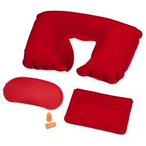 Дорожный набор Rimini: подушка, беруши, маска для сна, красный