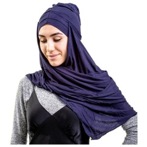 Готовый хиджаб из мерсеризованного хлопка, цвет темно-синий, Asiyah AY-HJB2-03