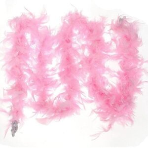 Карнавальное боа шарф из перьев, цвет светло-розовый, 200 см, 40 г