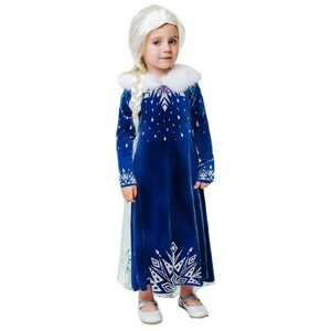 Карнавальный костюм Эльза зимнее платье (Холодное сердце) Пуговка рост 134
