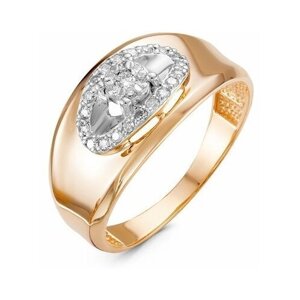 Кольцо Del'ta красное золото, 585 проба, бриллиант, размер 17.5
