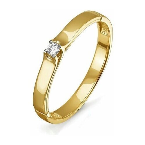 Кольцо Del'ta желтое золото, 585 проба, бриллиант, размер 17.5