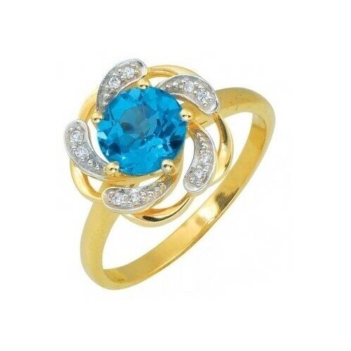 Кольцо Diamond Prime красное золото, 585 проба, аметист, фианит, размер 17, голубой