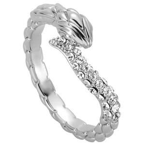 Кольцо Just Cavalli, латунь, родирование, кристалл, размер 18, серебряный