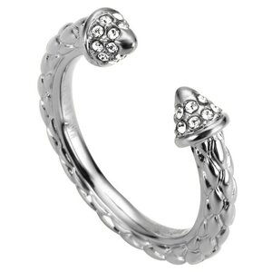 Кольцо Just Cavalli, нержавеющая сталь, родирование, кристалл, размер 17, серебряный