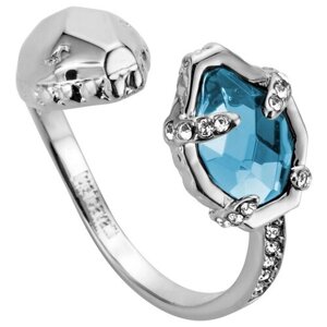 Кольцо Just Cavalli, нержавеющая сталь, родирование, кристалл, размер 18, серебряный