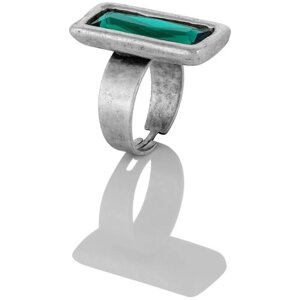 Кольцо L'attrice di base, бижутерный сплав, серебрение, кристалл, размер 17.5, зеленый, серебряный