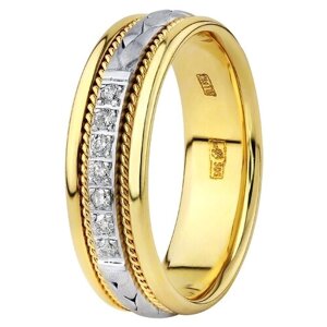 Кольцо обручальное Юверос комбинированное золото, 585 проба, бриллиант, размер 18.5