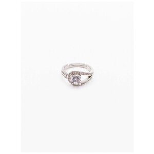 Кольцо Shine & Beauty, латунь, серебрение, кристаллы Swarovski, безразмерное, серебряный
