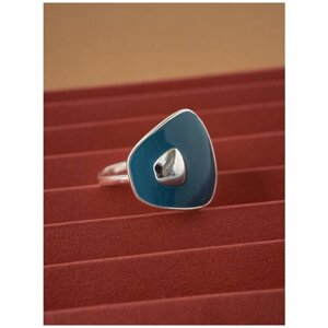 Кольцо Shine & Beauty, латунь, серебрение, размер 17.5, серебряный, синий